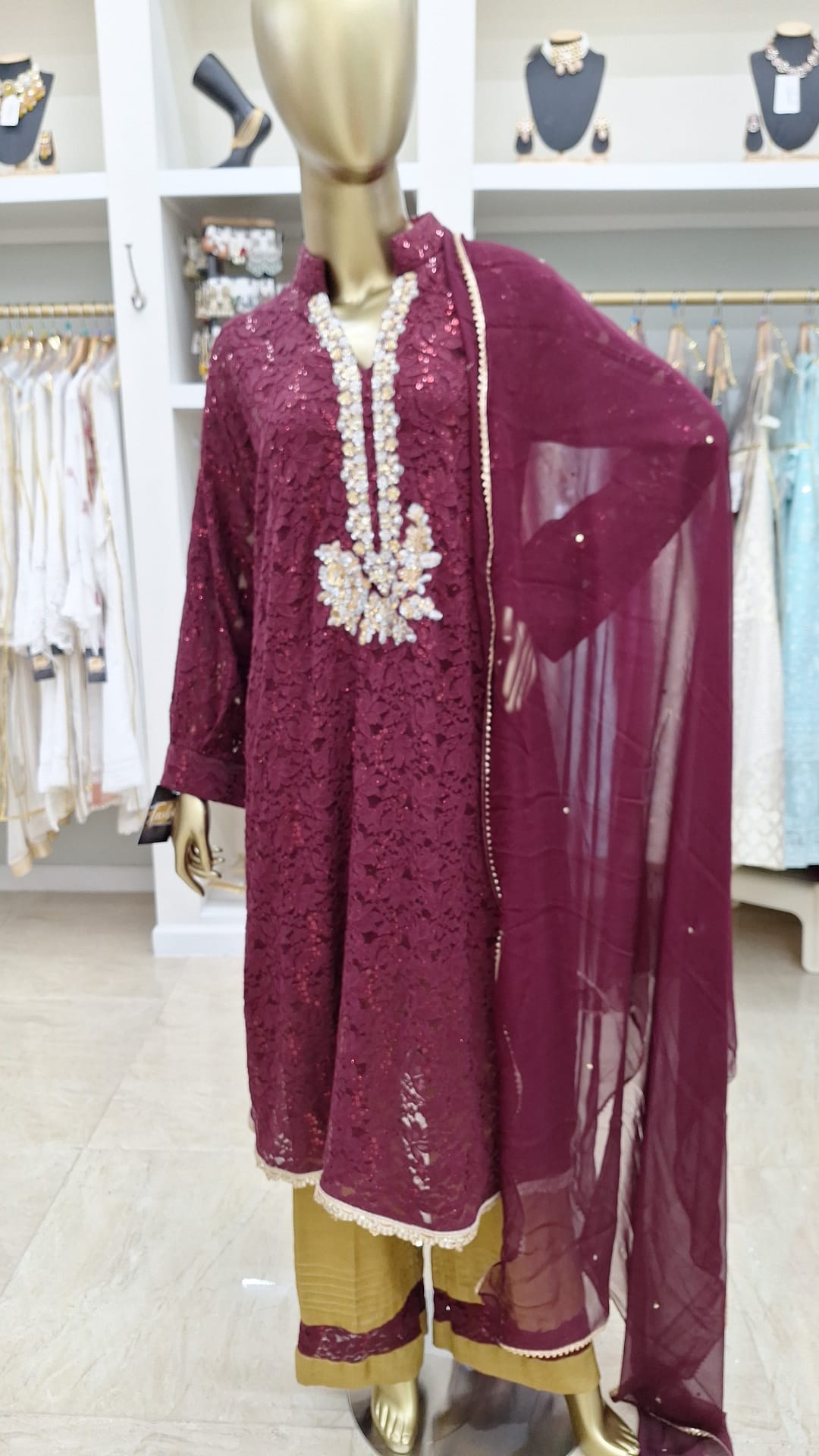 Wine & Gold: Luxe Lace Ensemble