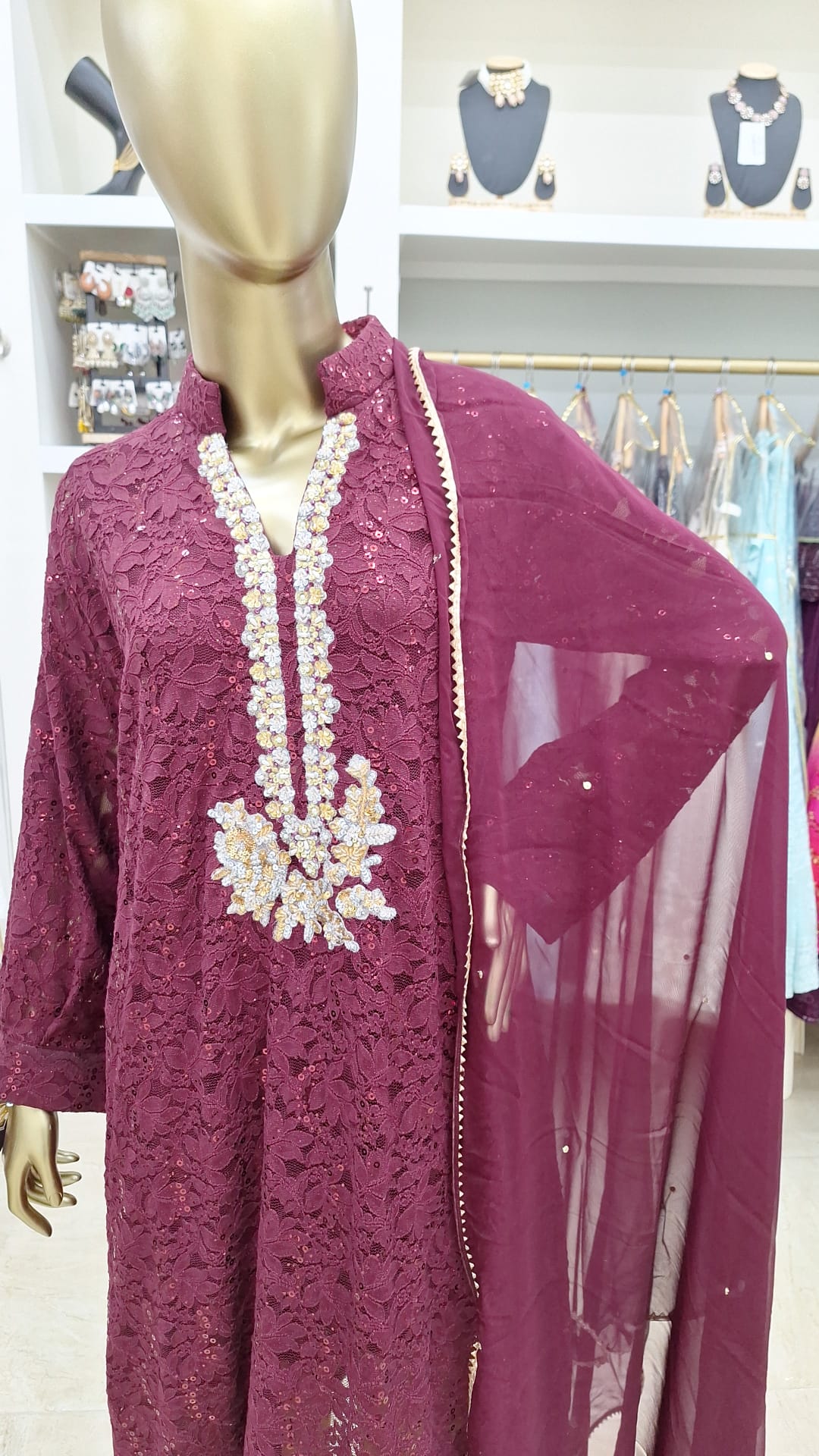 Wine & Gold: Luxe Lace Ensemble