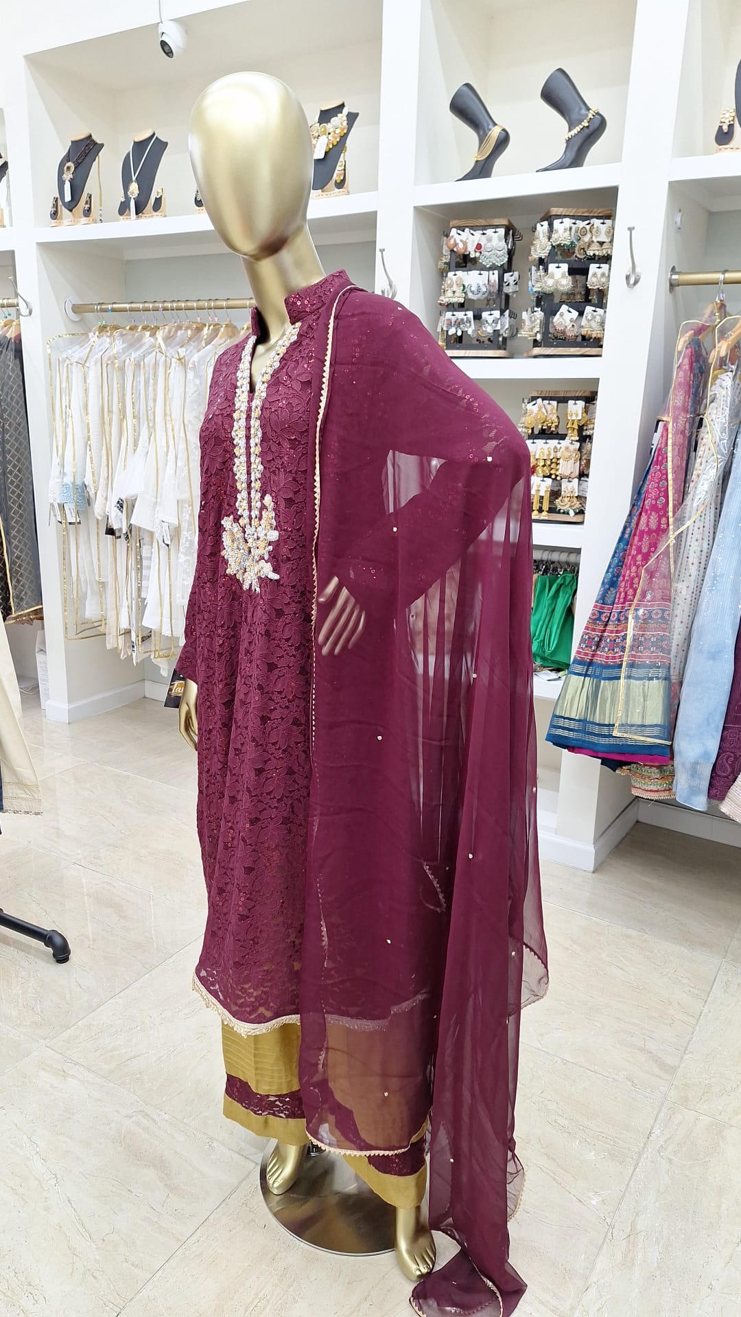 Wine & Gold: Luxe Lace Ensemble