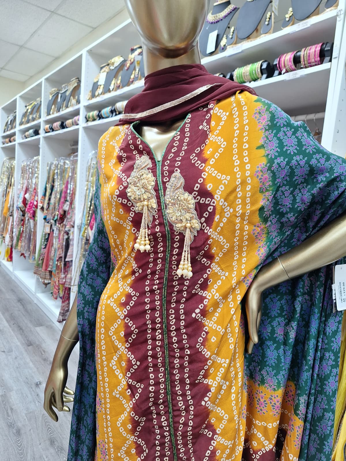 Rustic Charm in Bandhani Hues