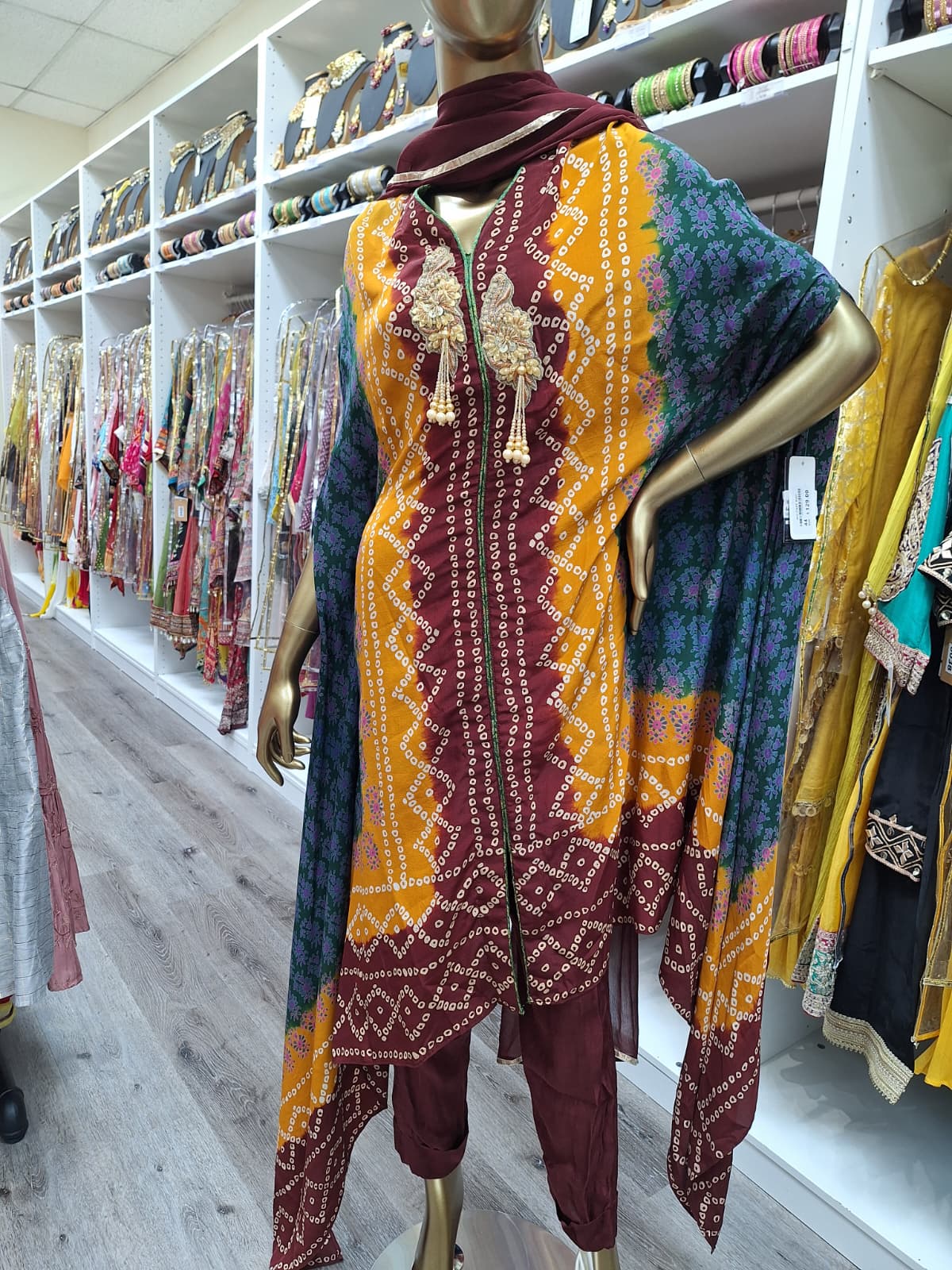 Rustic Charm in Bandhani Hues