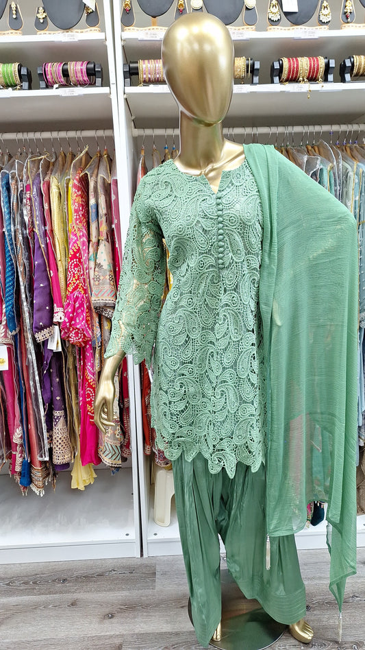 Sage Lace Farshi Co‑ord