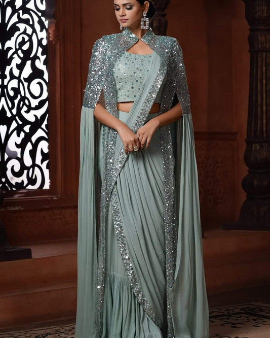 CapeCrush Saree