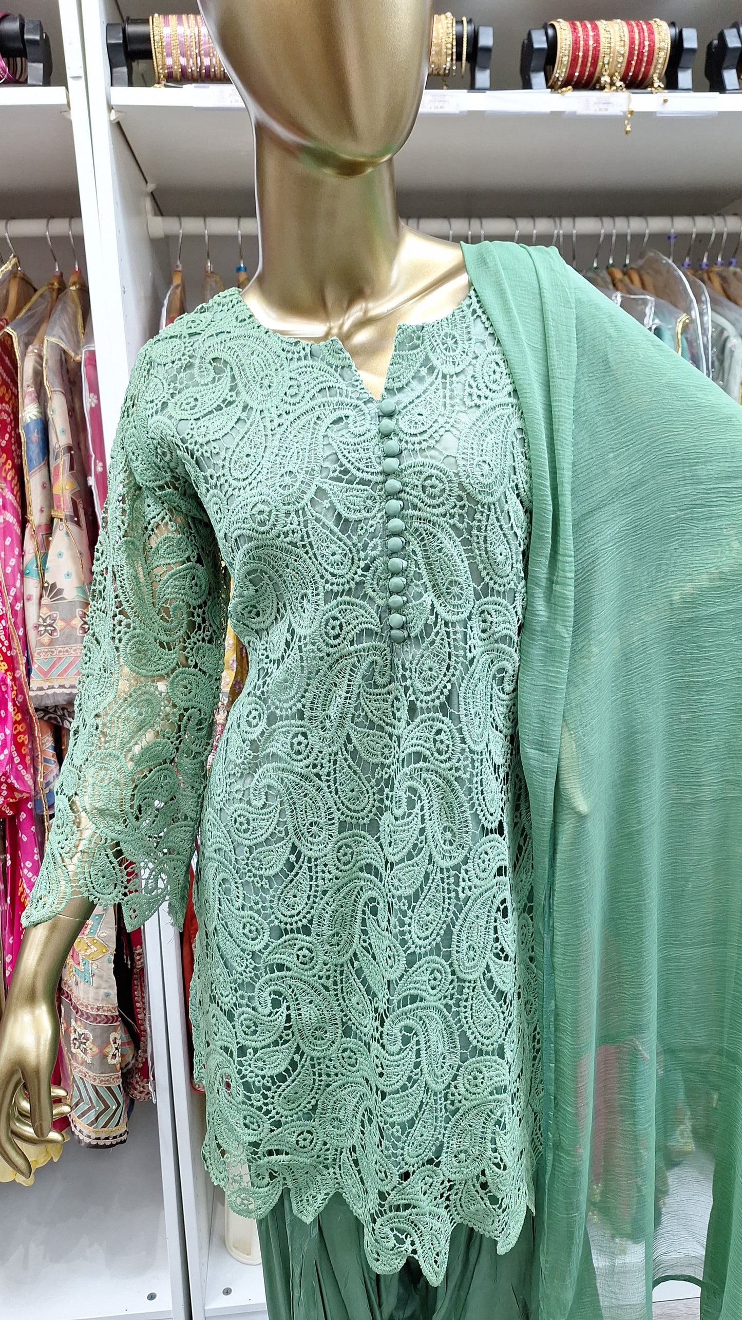 Sage Lace Farshi Co‑ord